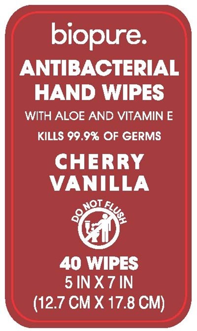 Antibacterial Wipes (Biopure Antibacterial Wipes Cherry Vanilla Label2)